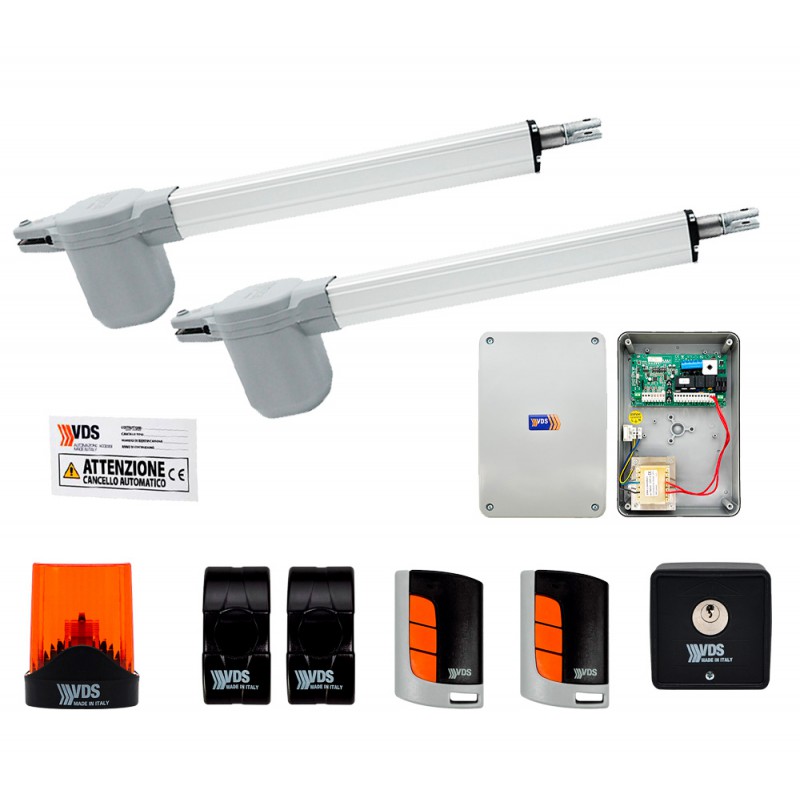 VDS KIT EGO 400 24V KIT 2 ANTE PER CANCELLI FINO A 5 MT IRREVERSIBILE CORSA 400 MM ANTA MAX 2,50 MT 11024/2 - ML174