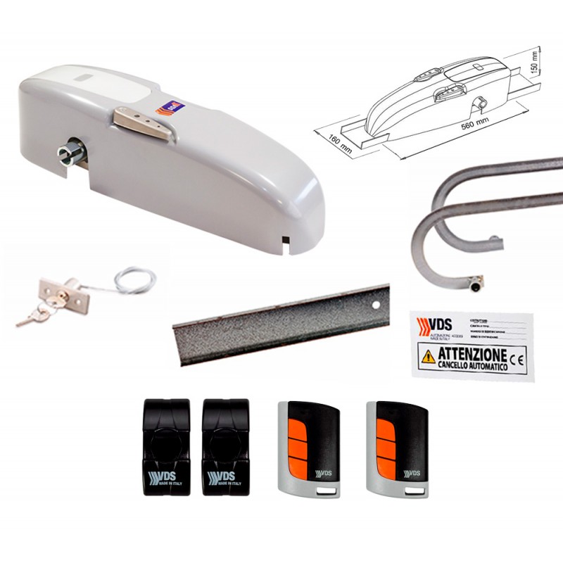 VDS KIT BASCULANTE BASIC 24V OPERATORE CON CENTRALE DI COMANDO E RICEVENTE 433 MHZ CON ENCODER BRACCI CURVI ML192