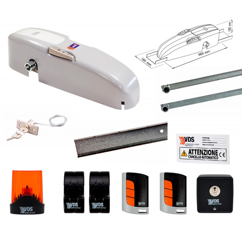 VDS KIT BASCULANTE BASIC 24V OPERATORE  CON CENTRALE DI COMANDO E RICEVENTE 433 MHZ CON ENCODER BRACCI DRITTI ML194