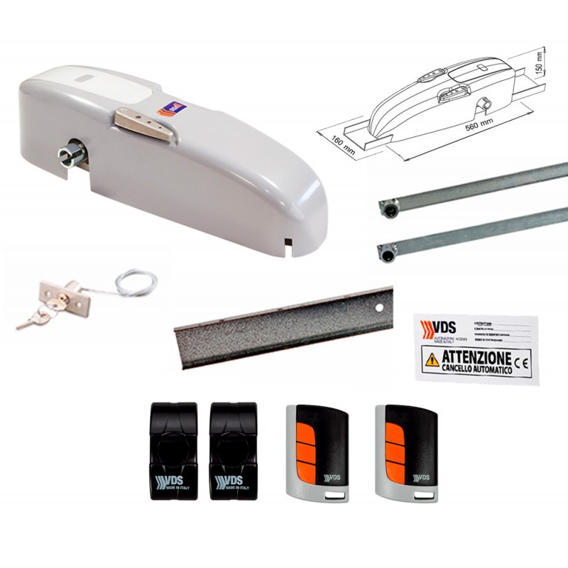 VDS KIT BASCULANTE BASIC 24V OPERATORE  CON CENTRALE DI COMANDO E RICEVENTE 433 MHZ CON ENCODER BRACCI DRITTI ML196