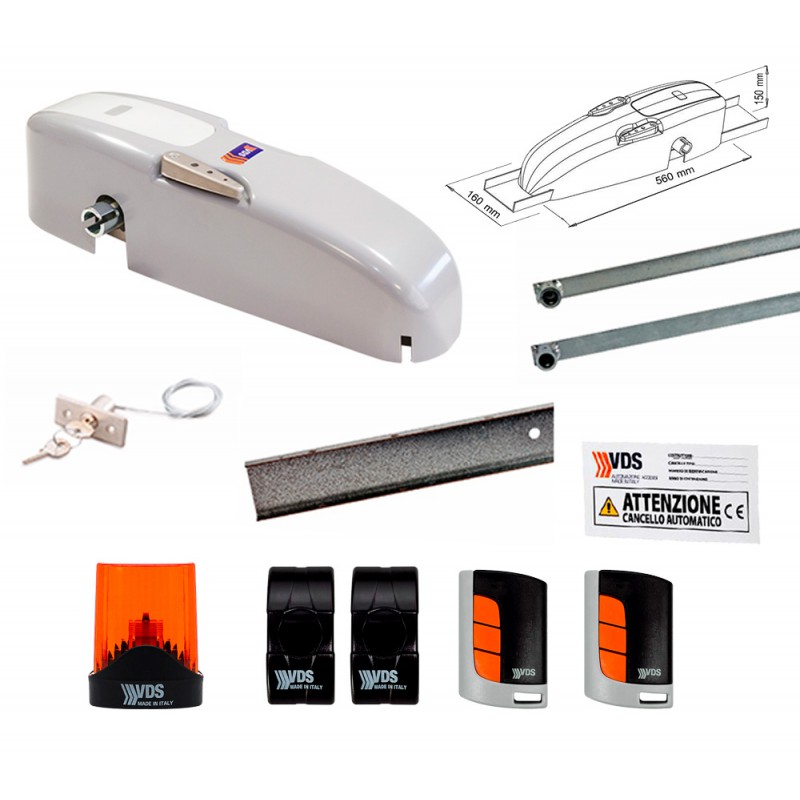 VDS KIT BASCULANTE BASIC 24V OPERATORE CON CENTRALE DI COMANDO E RICEVENTE 433 MHZ CON ENCODER BRACCI DRITTI ML195