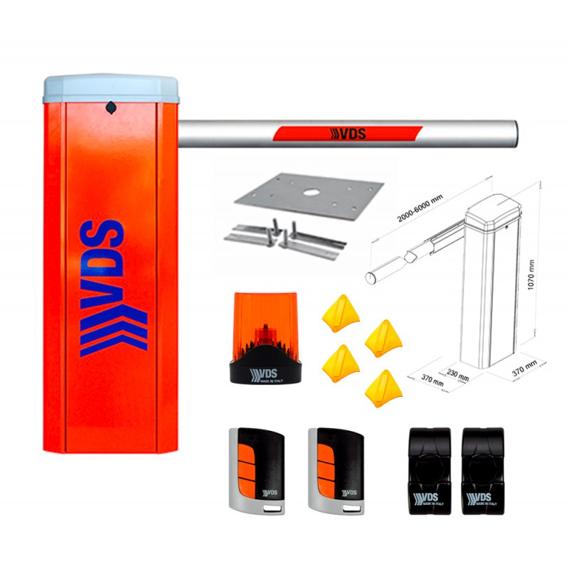 VDS KIT BARRIERA STRADALE BERTA 24V CON CENTRALE DI COMANDO E RICEVENTE 433 MHZ CON LED ASTA 5MT DI LUNGHEZZA ML203