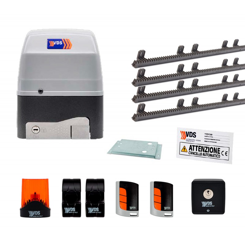 VDS KIT GEKO 230V FINO A 400 KG 230V CON CENTRALE DI COMANDO RICEVENTE RADIO 433 MHZ 4 MT CREMAGLIERA ML233
