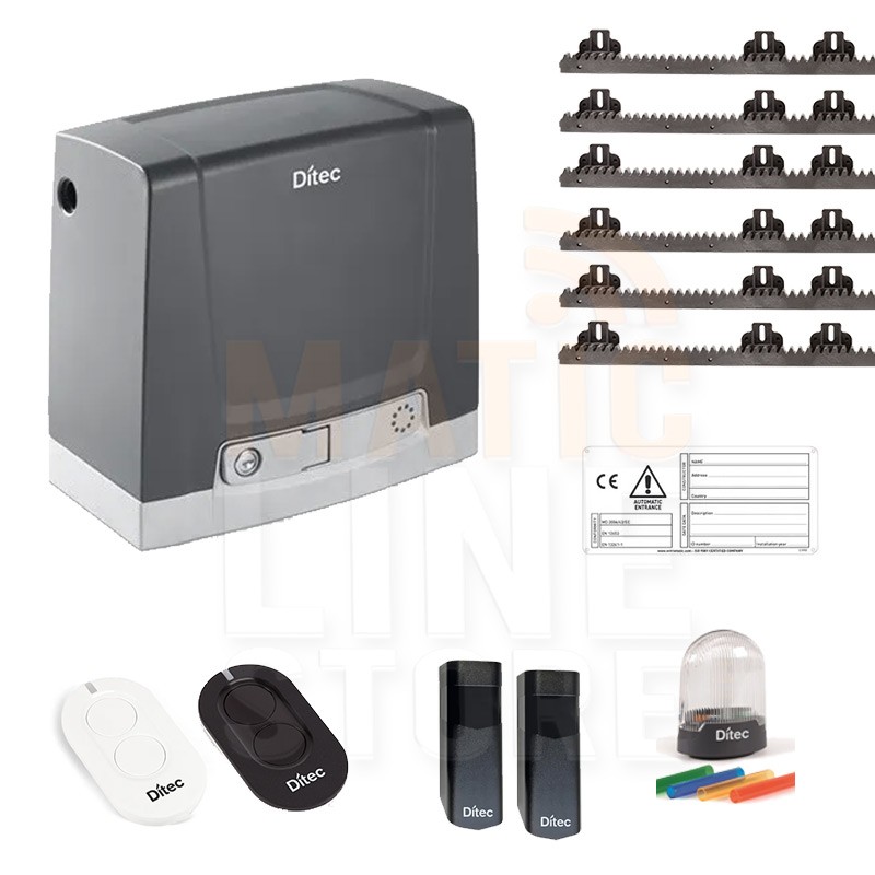 DITEC KIT NEOS 24V 600KG CANCELLO SCORREVOLE 6MT CREMAGLIERA DIT600NESLP