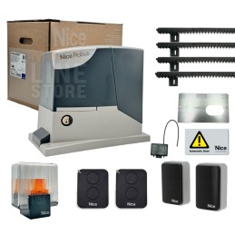 NICE ROBUS KIT 400 BD 24V PER CANCELLI SCORREVOLI FINO A 400 4MT CREMAGLIERA KG RB400BDKCE-4MT