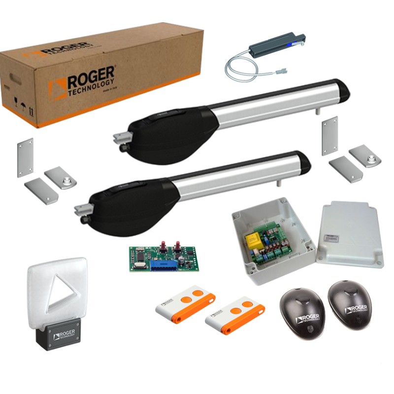 ROGER KIT R20/310 230V AC IRREVERSIBILE PER CANCELLI A BATTENTE FINO A 2,5 M CON 1 FINECORSA A MICROSWITCH