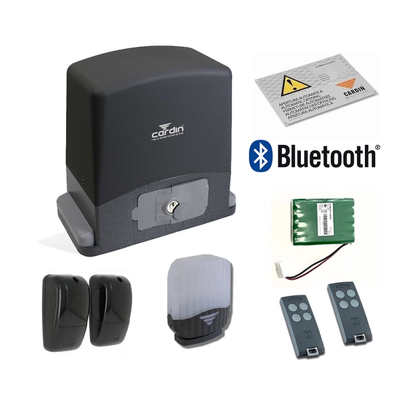 CARDIN KT-SLX624SE COMPLETE KIT WITH BUFFER BATTERY FOR SLIDING GATES 600KG 24V BLUETOOTH CONNECTION