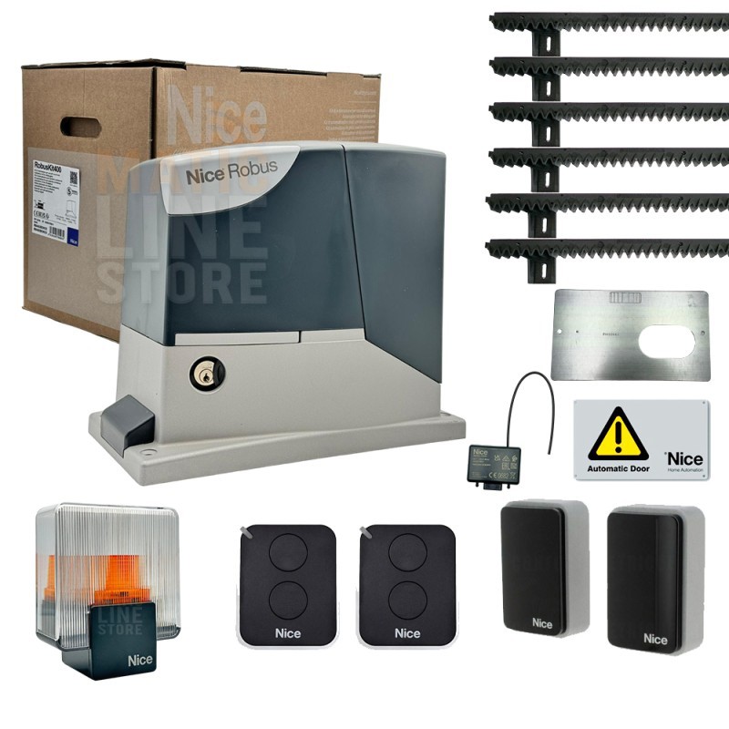 NICE ROBUS KIT 400 BD 24V PER CANCELLI SCORREVOLI FINO A 400 5MT CREMAGLIERA KG RB400BDKCE-6MT
